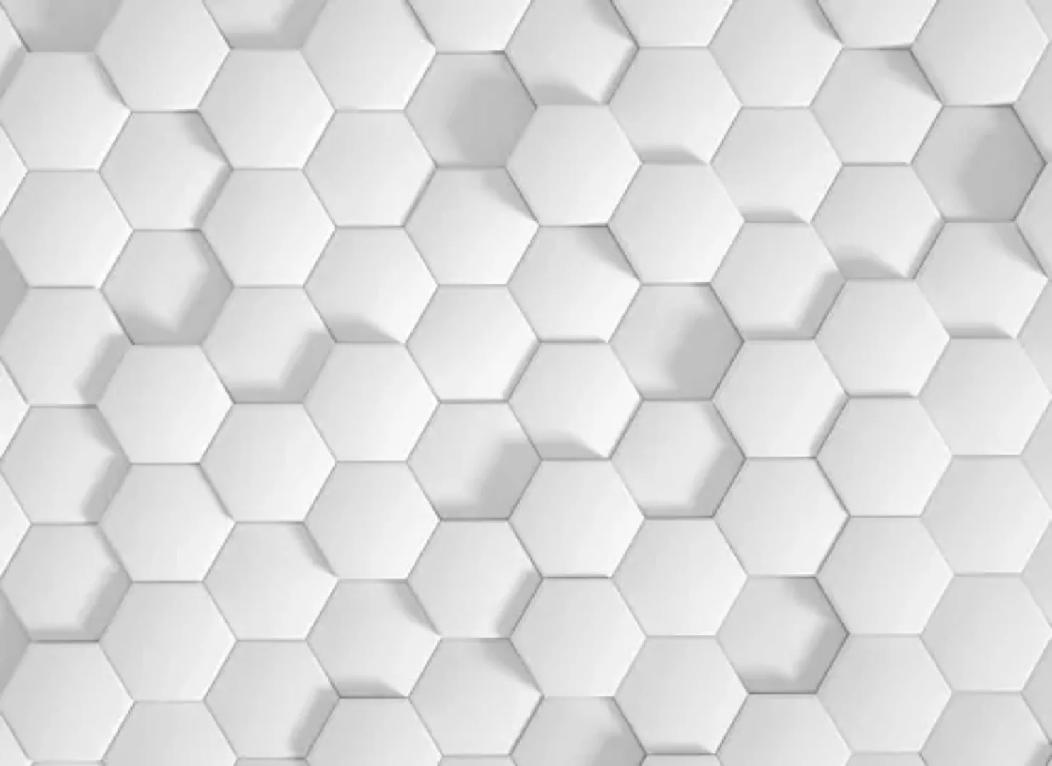 Fototapete Hexagon Muster Weiß 3,50 m x 2,55 m FSC® günstig online kaufen