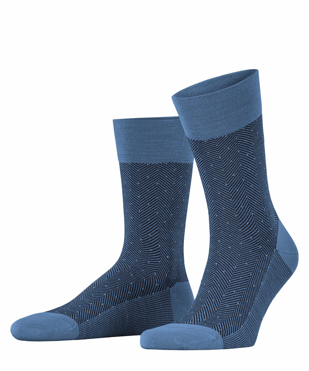 FALKE Sensitive Herringbone Herren Socken, 45-46, Blau, AnderesMuster, Schu günstig online kaufen