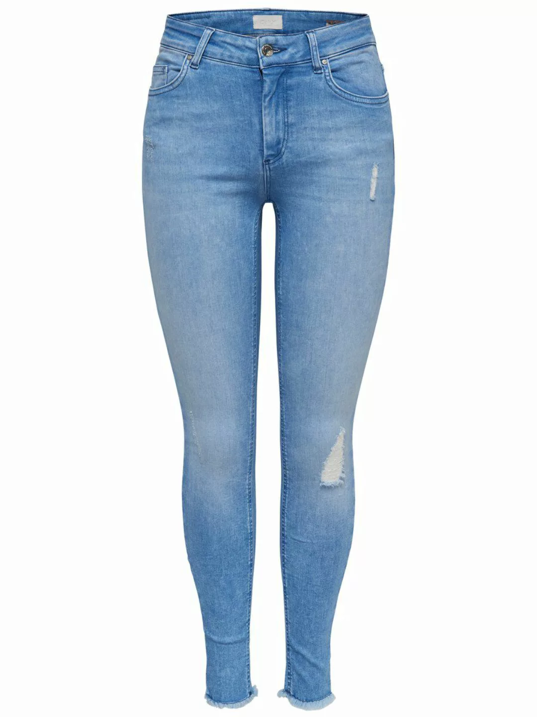 Only Blush Life Mid Waist Skinny Ankle Raw Rea4347 Jeans S Light Blue Denim günstig online kaufen