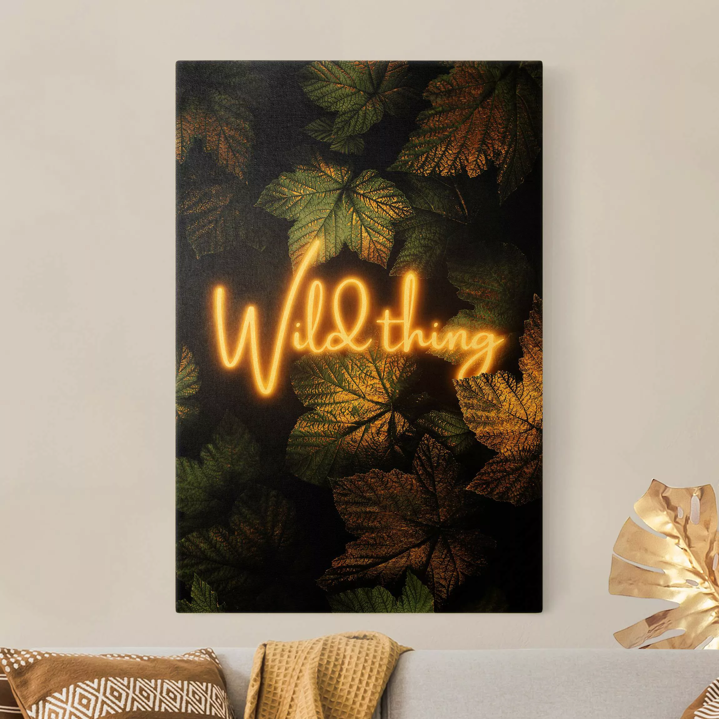 Leinwandbild Gold Wild Thing goldene Blätter günstig online kaufen