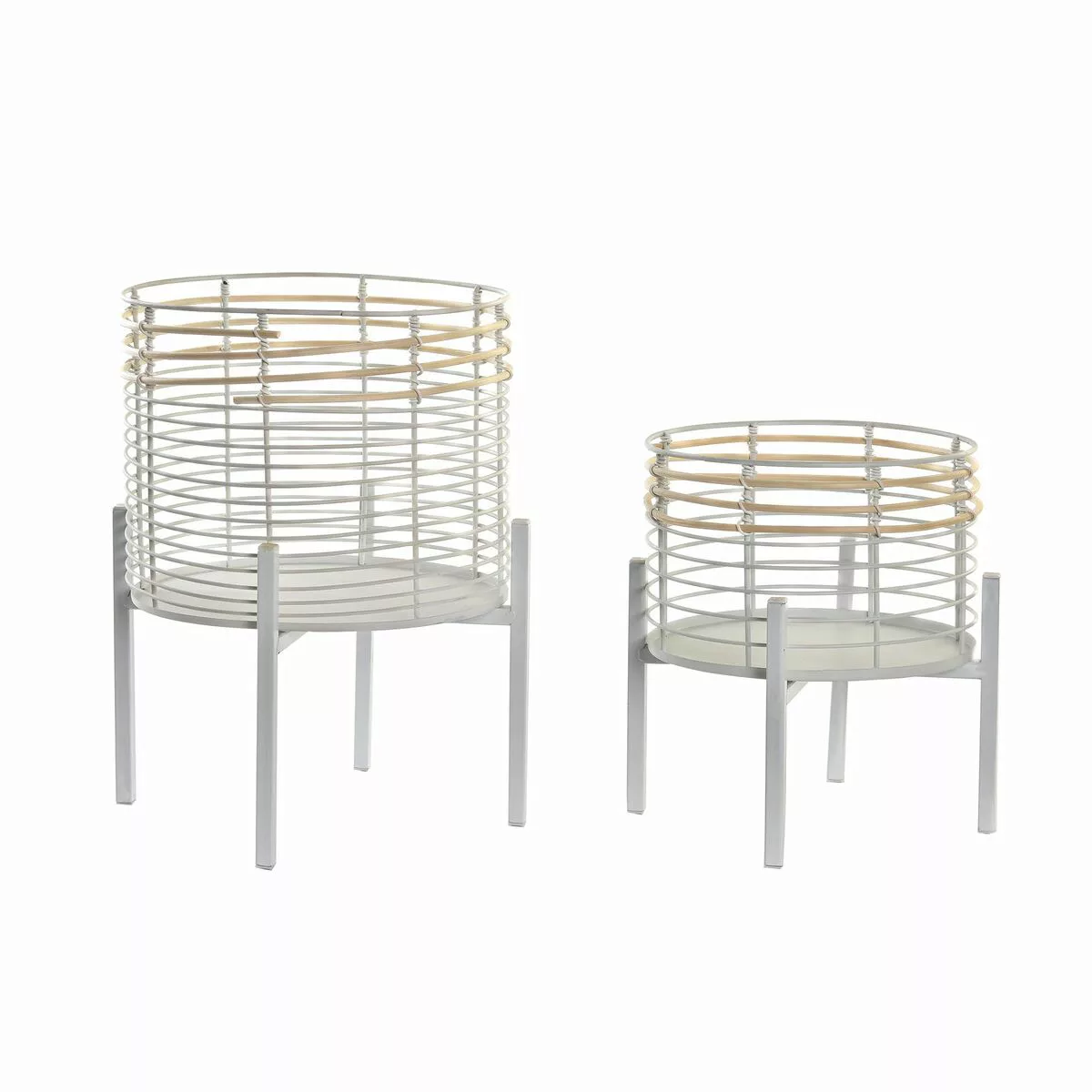 Blumentopfset Dkd Home Decor Natürlich Metall Weiß Rattan (25 X 25 X 32 Cm) günstig online kaufen