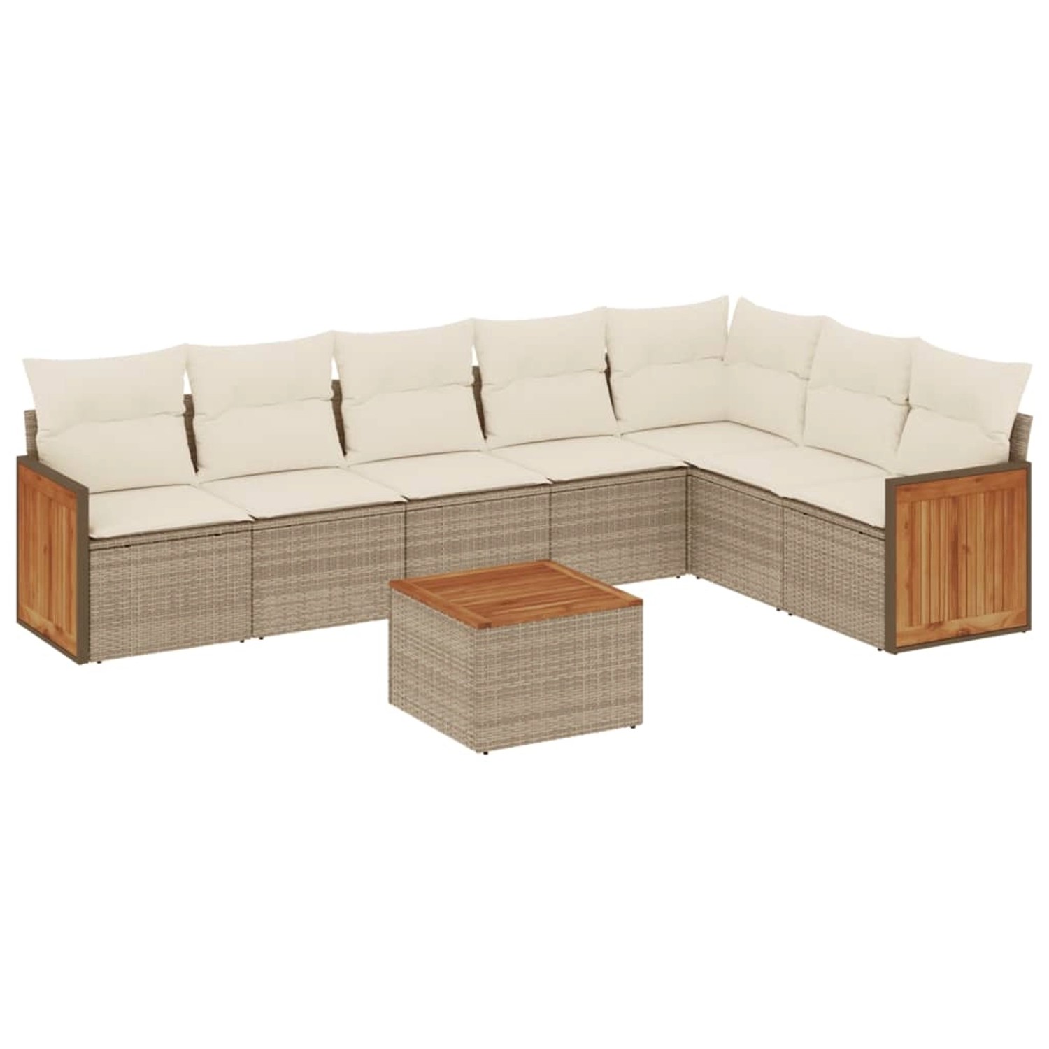 vidaXL 8-Tlg Garten-Sofagarnitur mit Kissen Beige Poly Rattan 3227717 günstig online kaufen