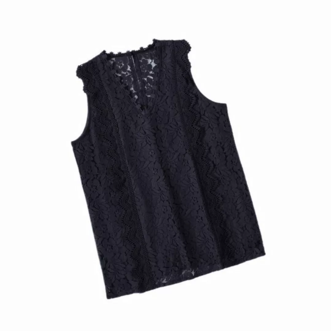 YRIIOMO Tanktop Sommer-Basic-Weste für Damen, einfarbig, mit Spitzenbesatz, günstig online kaufen