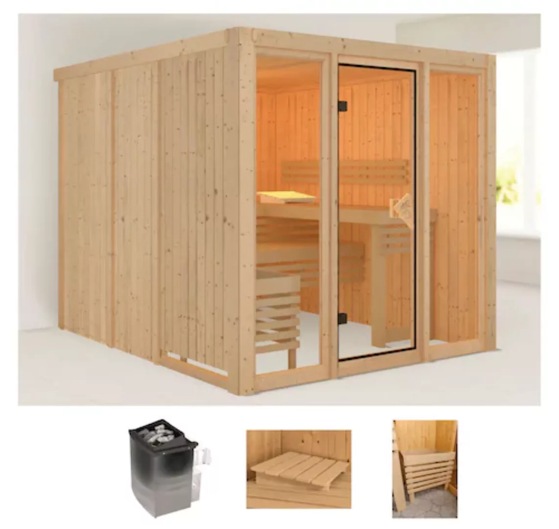 welltime Sauna »Artja«, (Set), naturbelassen, mit Ofen 9 kW int. Steuerung günstig online kaufen