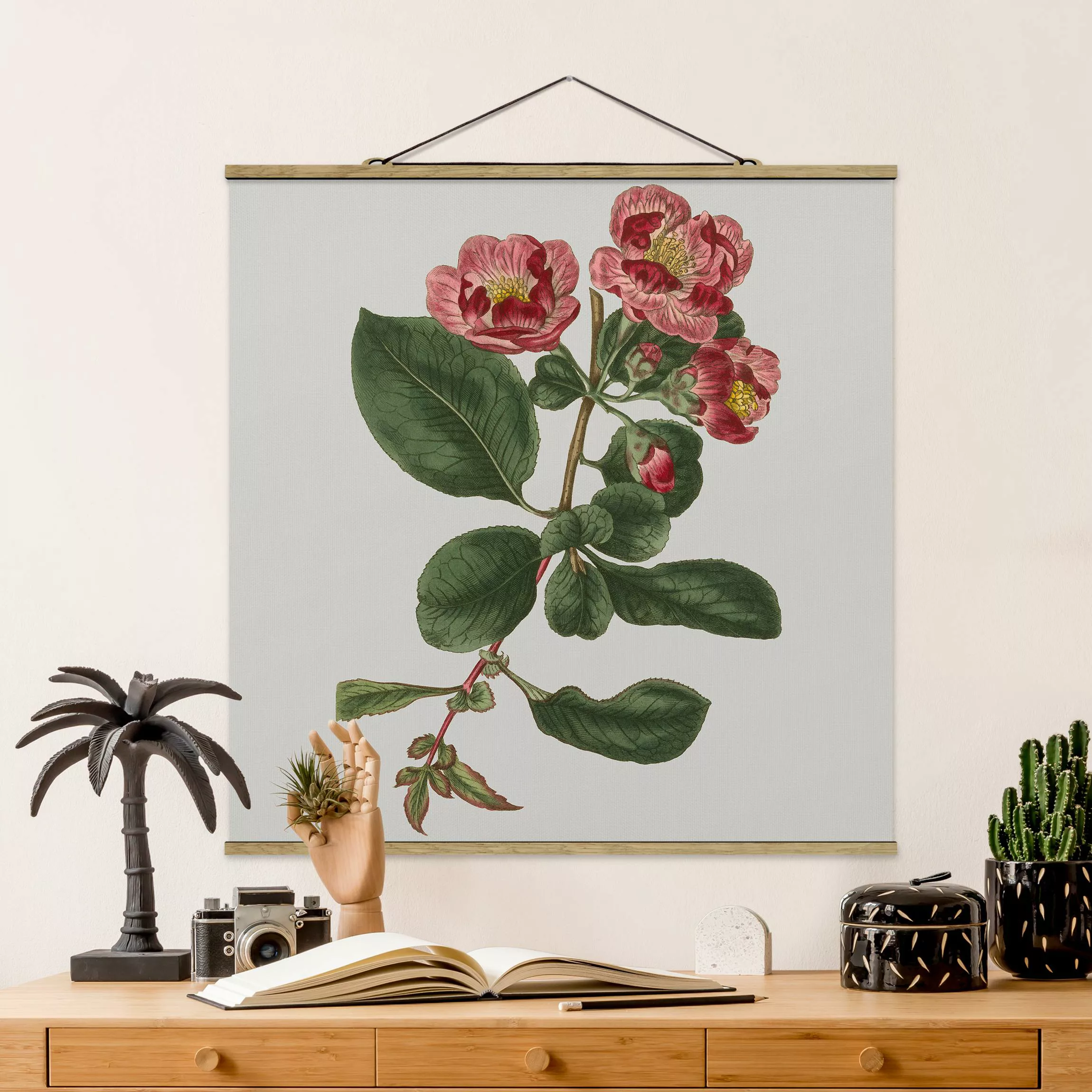 Stoffbild Blumen mit Posterleisten - Quadrat Florale Schmuckstücke I günstig online kaufen