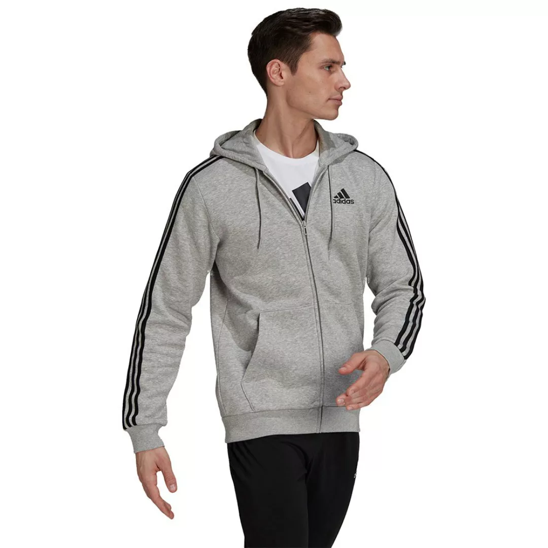 Adidas 3 Stripes Sweatshirt Mit Reißverschluss 2XL Medium Grey Heather günstig online kaufen