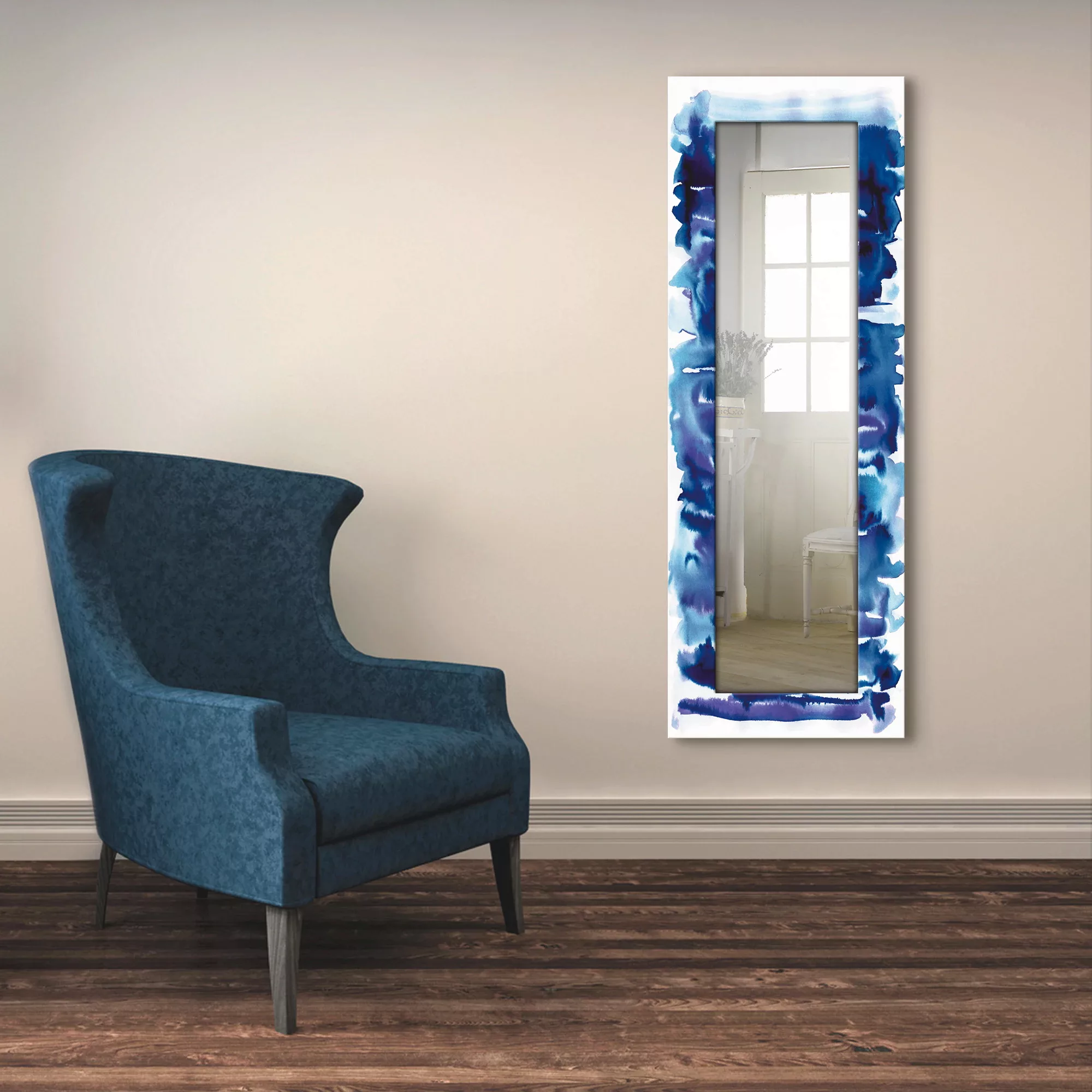 Artland Dekospiegel "Aquarell in blau", gerahmter Ganzkörperspiegel, Wandsp günstig online kaufen