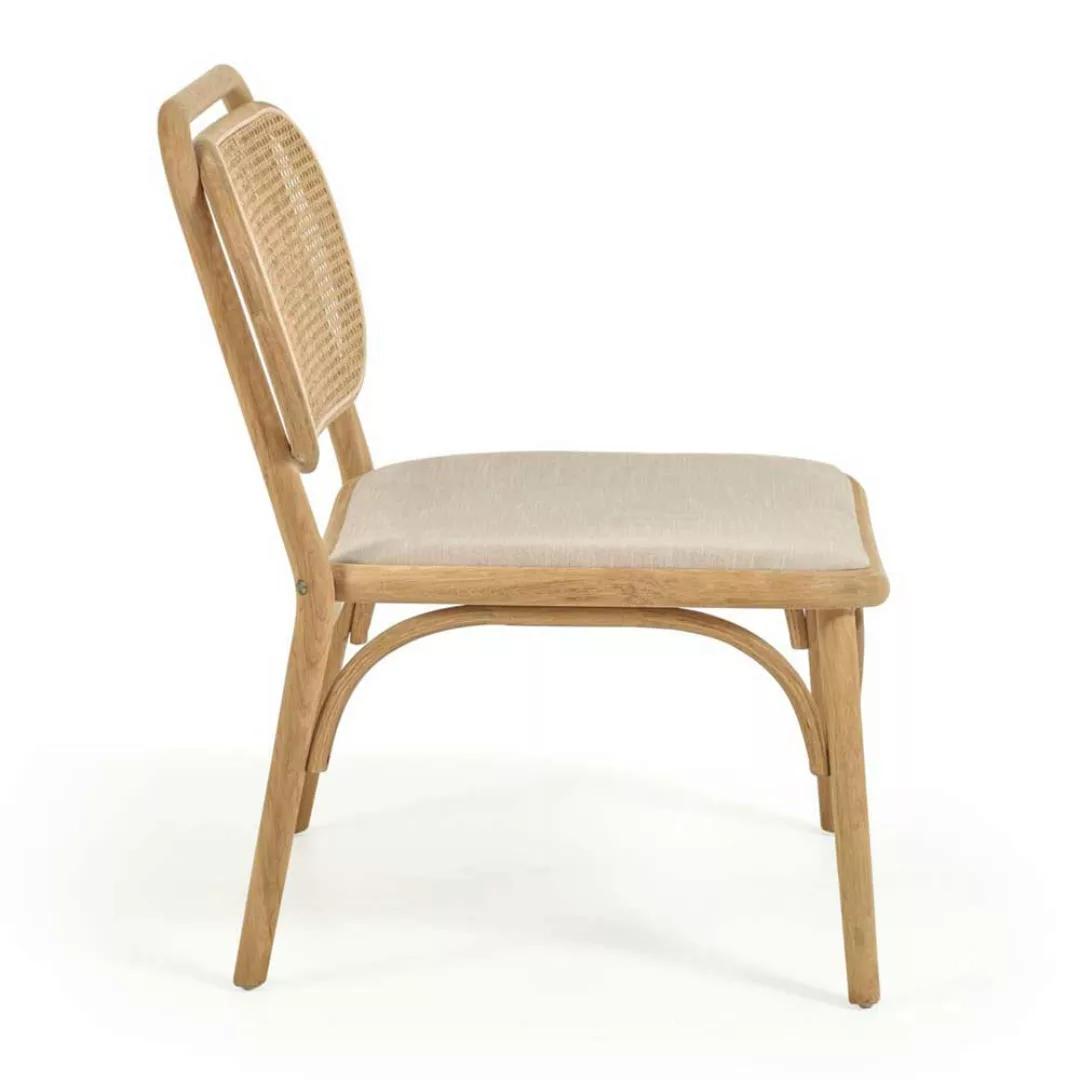 Lounge Sessel in Beige Rattangeflecht und Ulme Massivholz günstig online kaufen