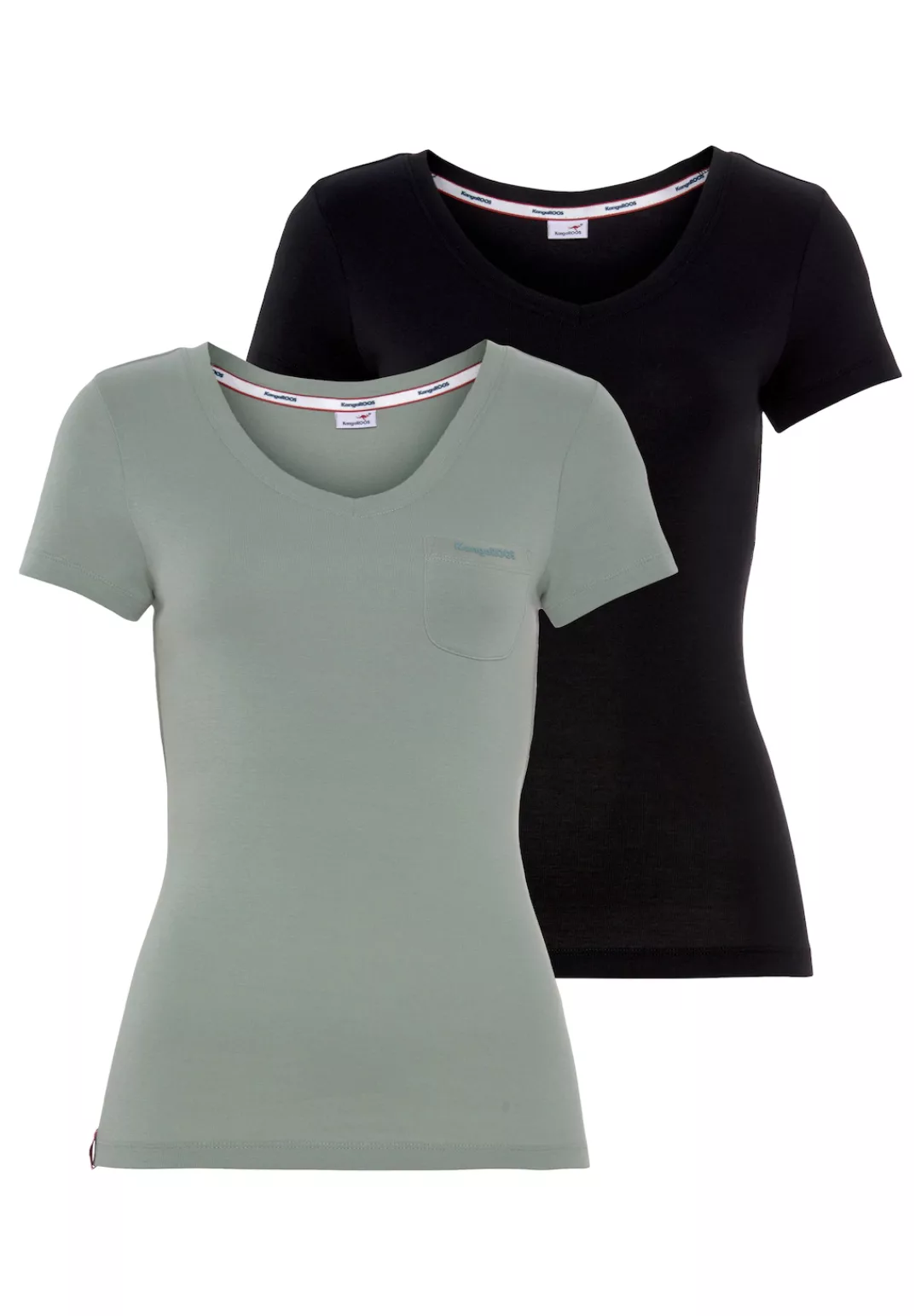 KangaROOS V-Shirt, (Spar-Set, 2er-Pack), Kurzarm, figurbetonter Schnitt, au günstig online kaufen
