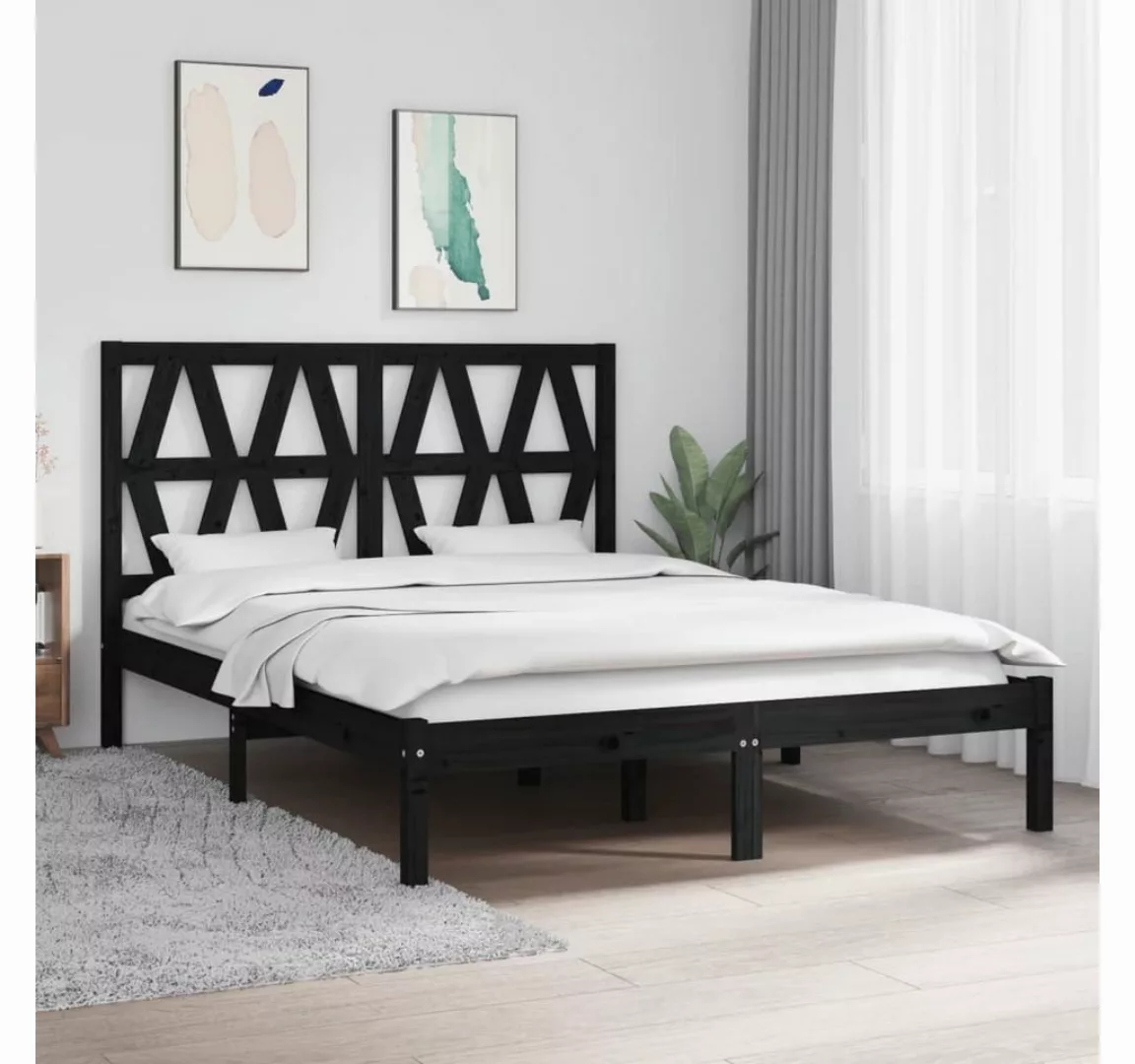 furnicato Bett Massivholzbett Schwarz Kiefer 140x190 cm günstig online kaufen