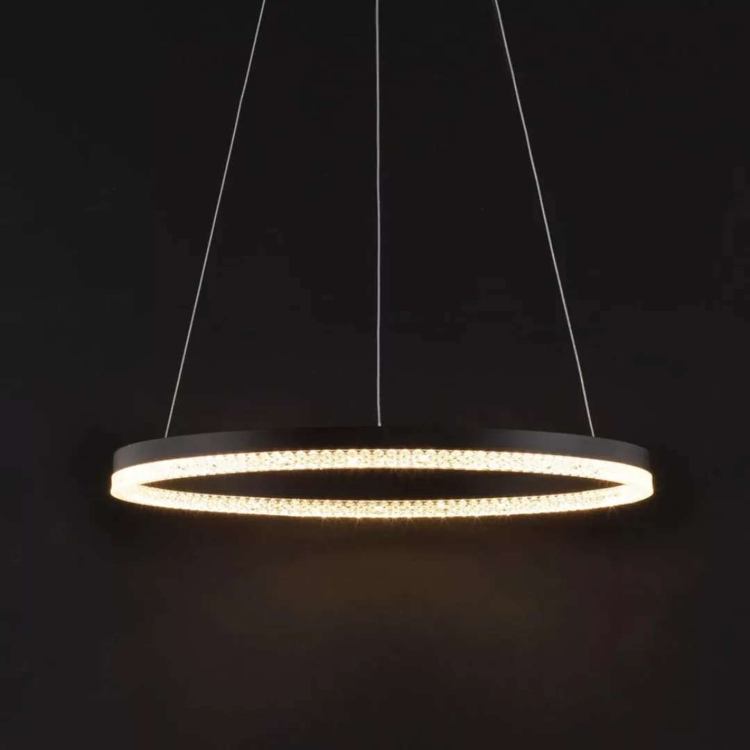 LED Pendelleuchte Adria in Schwarz und Transparent 32W 3288lm günstig online kaufen