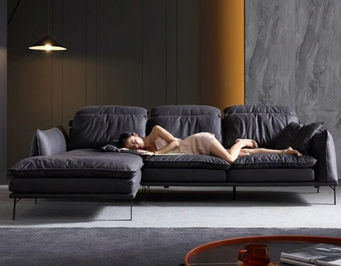JVmoebel Ecksofa, Ledersofa Ecksofa Sofa Couch Polster Eck Garnitur Designe günstig online kaufen