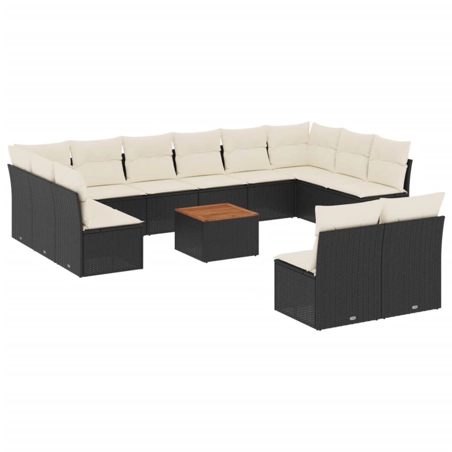 vidaXL 13-tlg Garten-Sofagarnitur mit Kissen Schwarz Poly Rattan Modell 37 günstig online kaufen