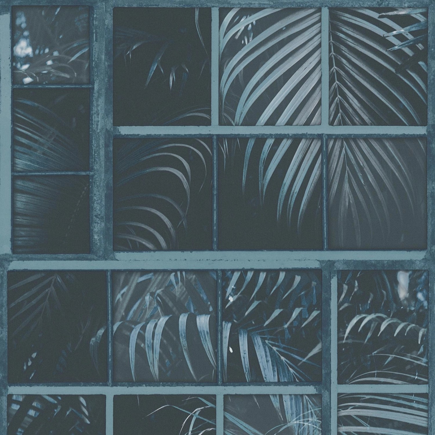 Bricoflor Blaue Palmen Tapete 3D Optik Industrial Wandtapete Palmenblättern günstig online kaufen