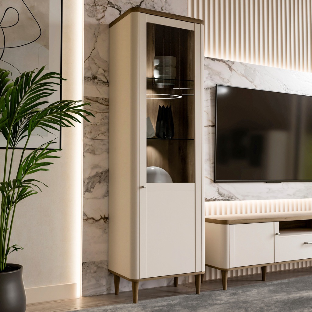 FORTE Vitrine, B/H/T 60,4/200,5/41,2 cm, Echtholzfüße günstig online kaufen