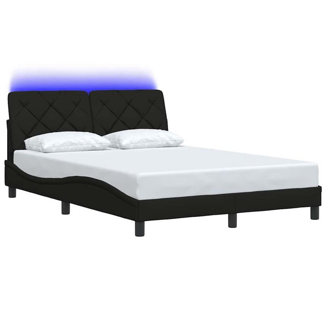 vidaXL Bett Bettgestell mit LED ohne Matratze Schwarz 140x190 cm Stoff günstig online kaufen