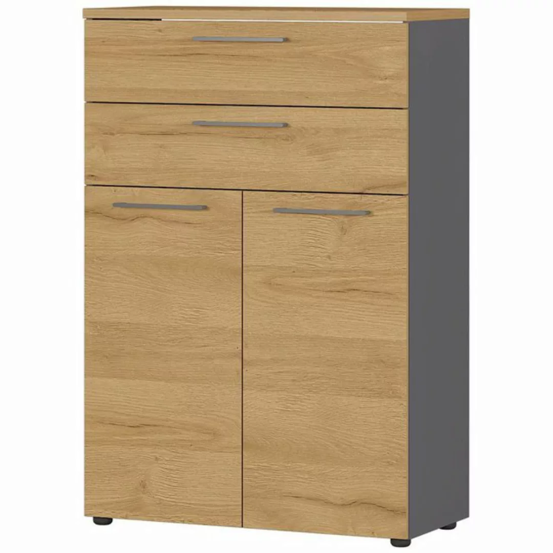 Aktenschrank 80cm Graphit/Grandson-Eiche-Nb. AURAY-01 2 Schubkästen, 2 Türe günstig online kaufen