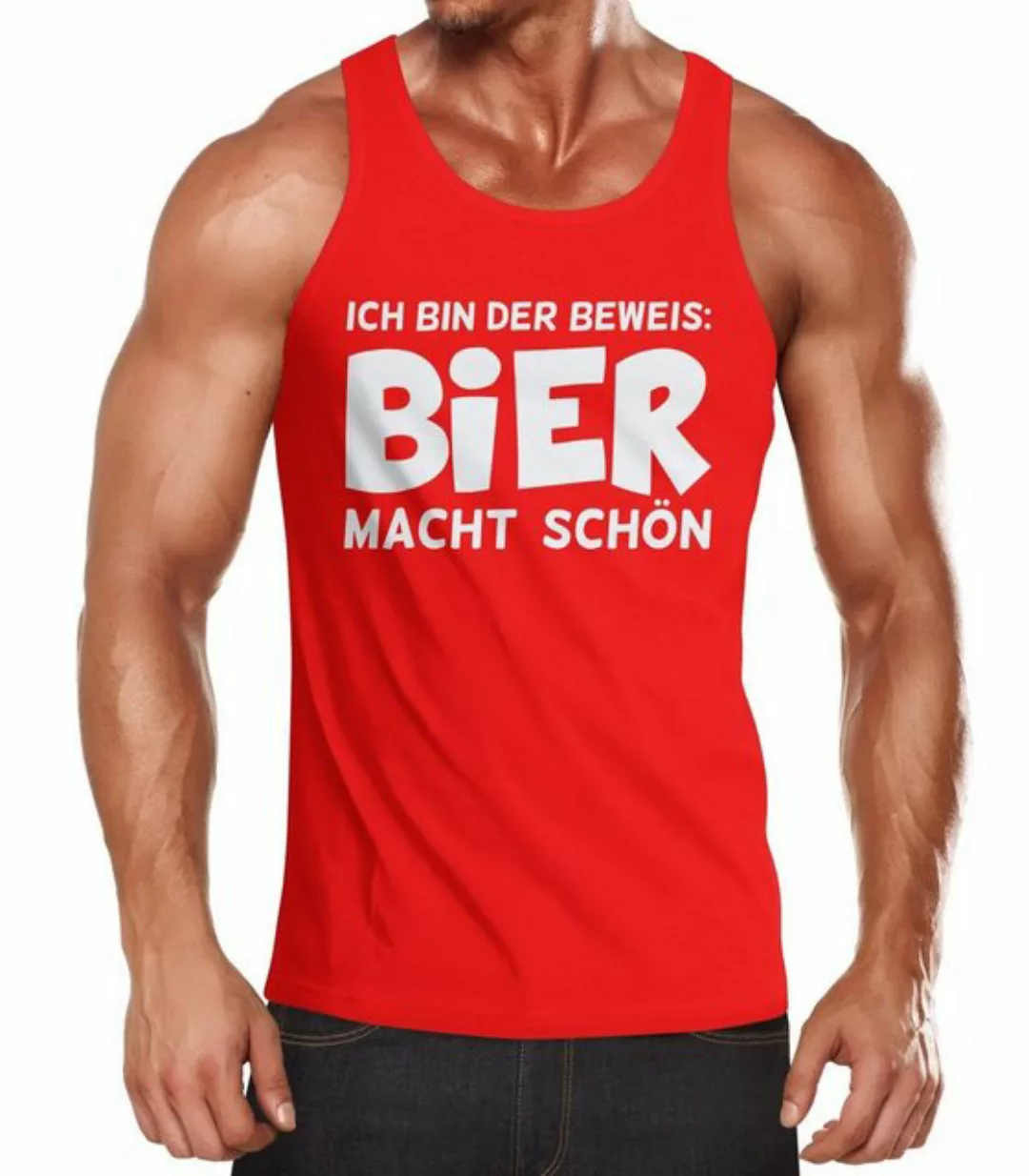 MoonWorks Tanktop Herren Tanktop Ich bin der Beweis Bier macht schön Moonwo günstig online kaufen