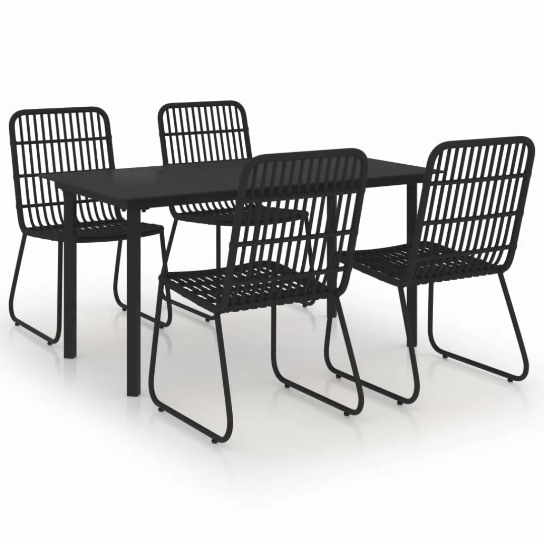 5-tlg. Garten-essgruppe Poly Rattan Und Glas günstig online kaufen