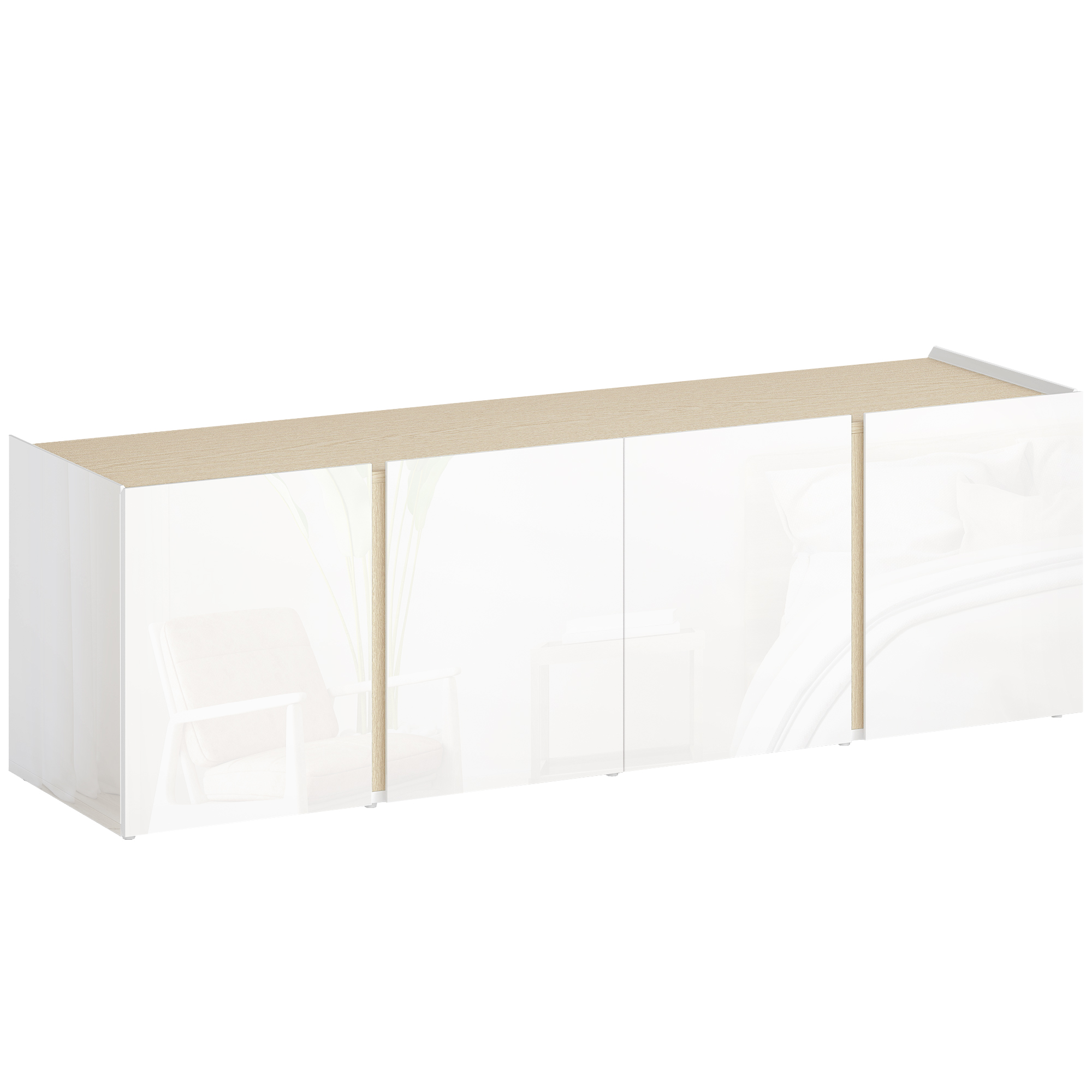 HOMCOM TV Schrank TV Board mit 4 Soft-Close-Türen Hochglanz TV Lowboard für günstig online kaufen