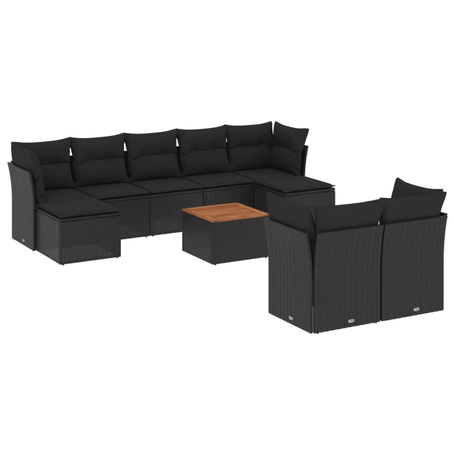 vidaXL 10-Tlg Garten-Sofagarnitur mit Kissen Schwarz Poly Rattan 3256202 günstig online kaufen