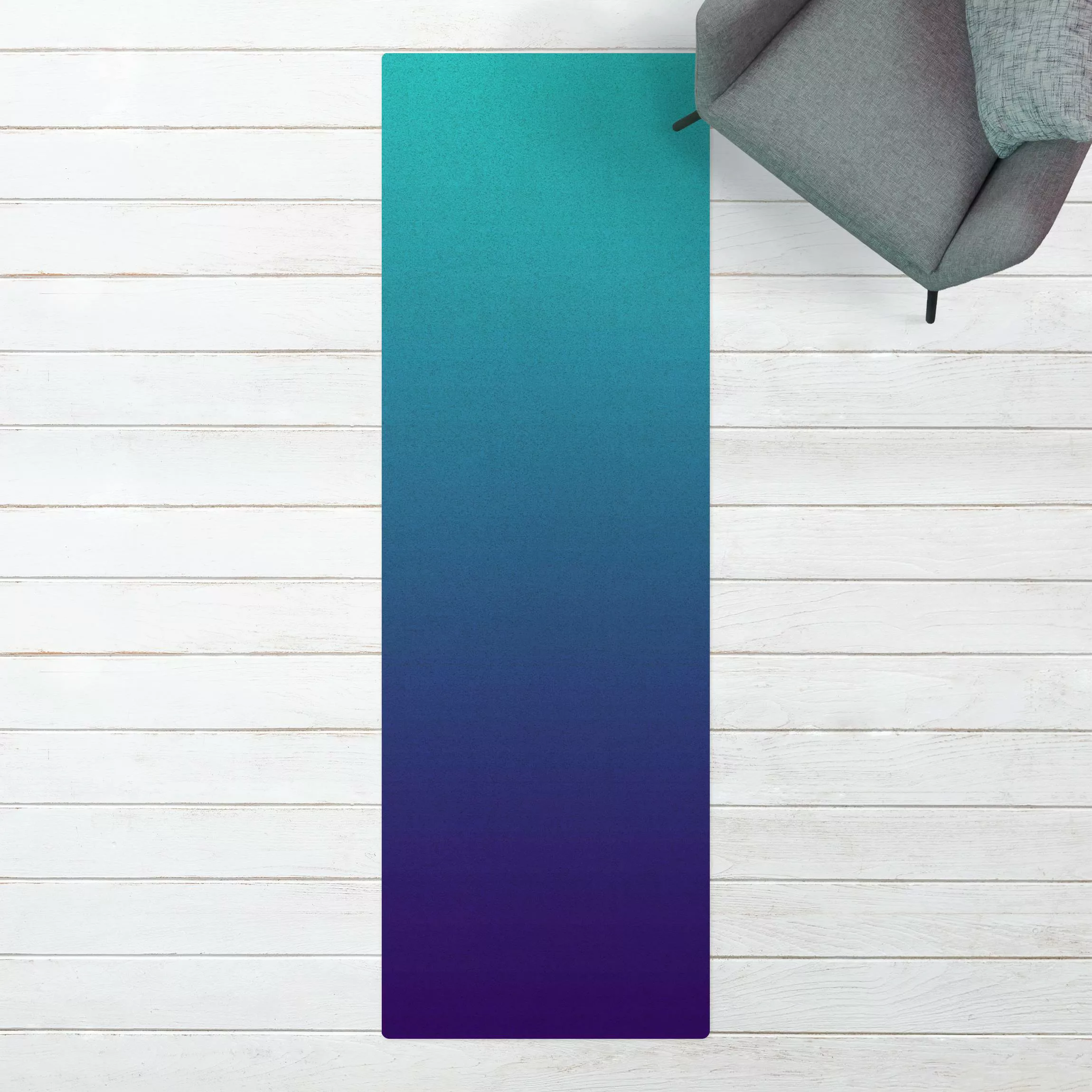Kork-Teppich Farbverlauf Meerblau günstig online kaufen