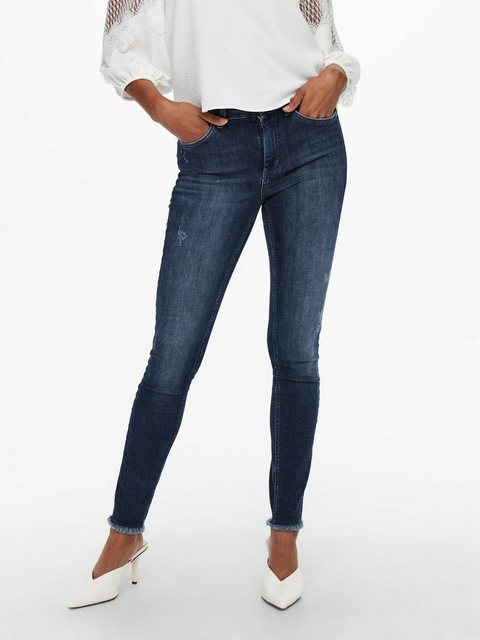 Only Damen Jeans ONLBLUSH LIFE MID SK ANK RAW REA811 - Skinny Fit - Blau - günstig online kaufen