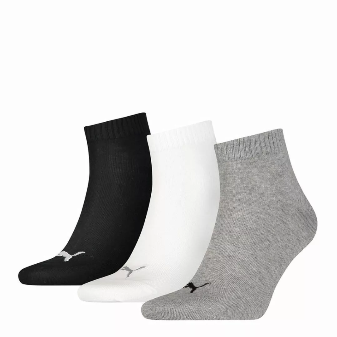 PUMA Unisex Socken, 3er Pack - Quarter, Sneaker Schwarz/Weiß/Grau 39-42 günstig online kaufen