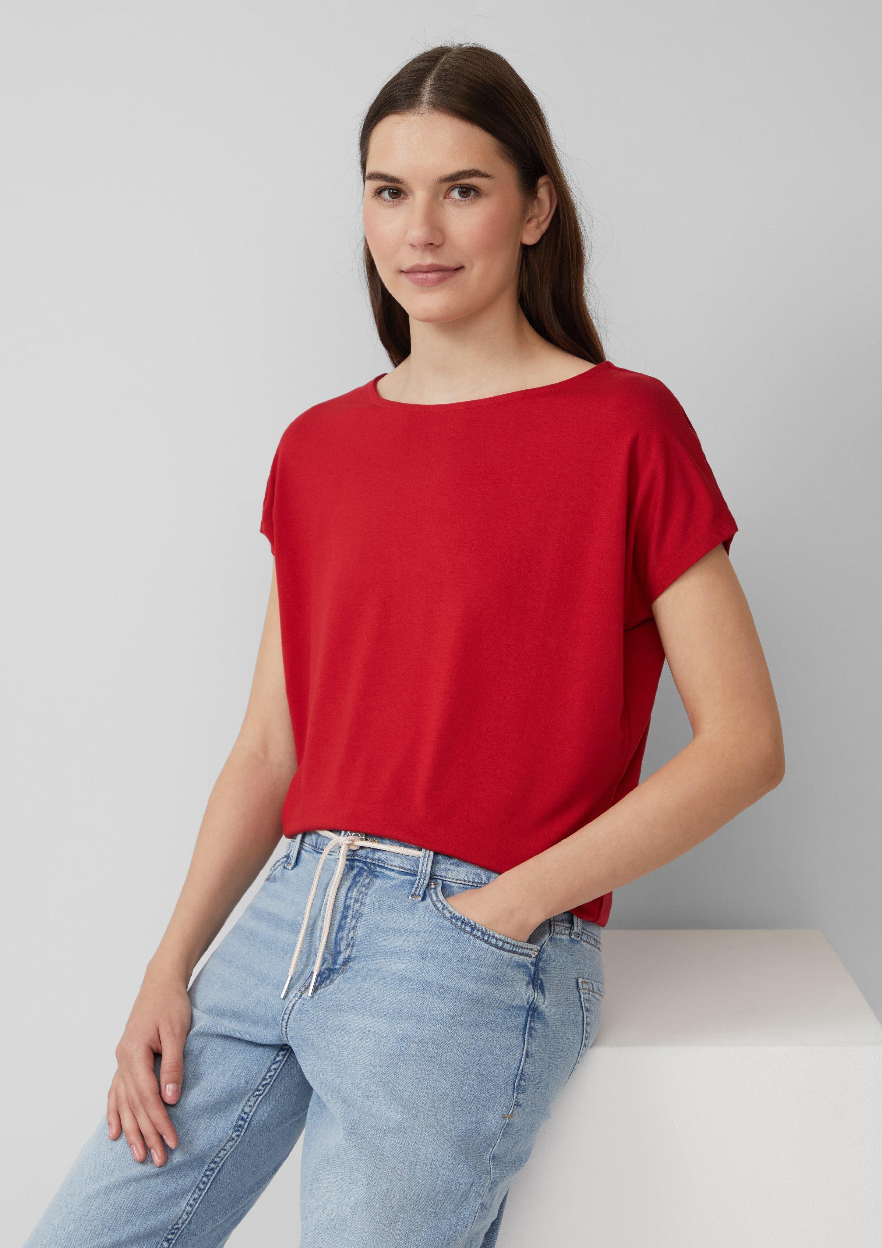 s.Oliver Shirttop Fließendes Jersey-Shirt mit überschnittenen günstig online kaufen