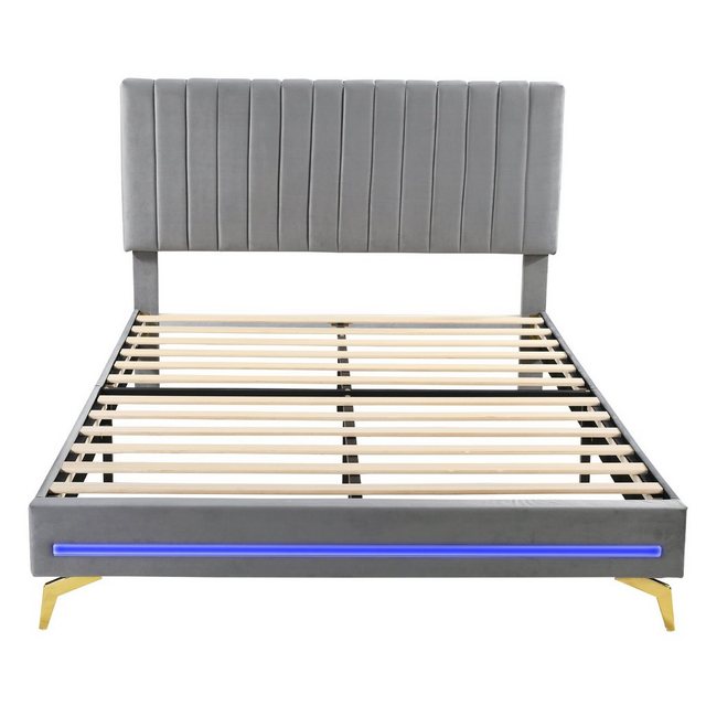 Gotagee Polsterbett Doppelbett LED 140x200 Jugendbett Erwachsene Bettfüße f günstig online kaufen