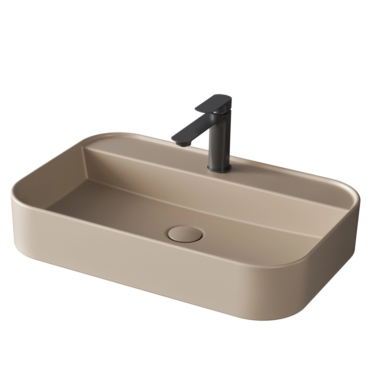 Emke Aufsatzwaschbecken 40 x 60 x 11 cm Mattbeige Abgerundete Rechteckiges günstig online kaufen