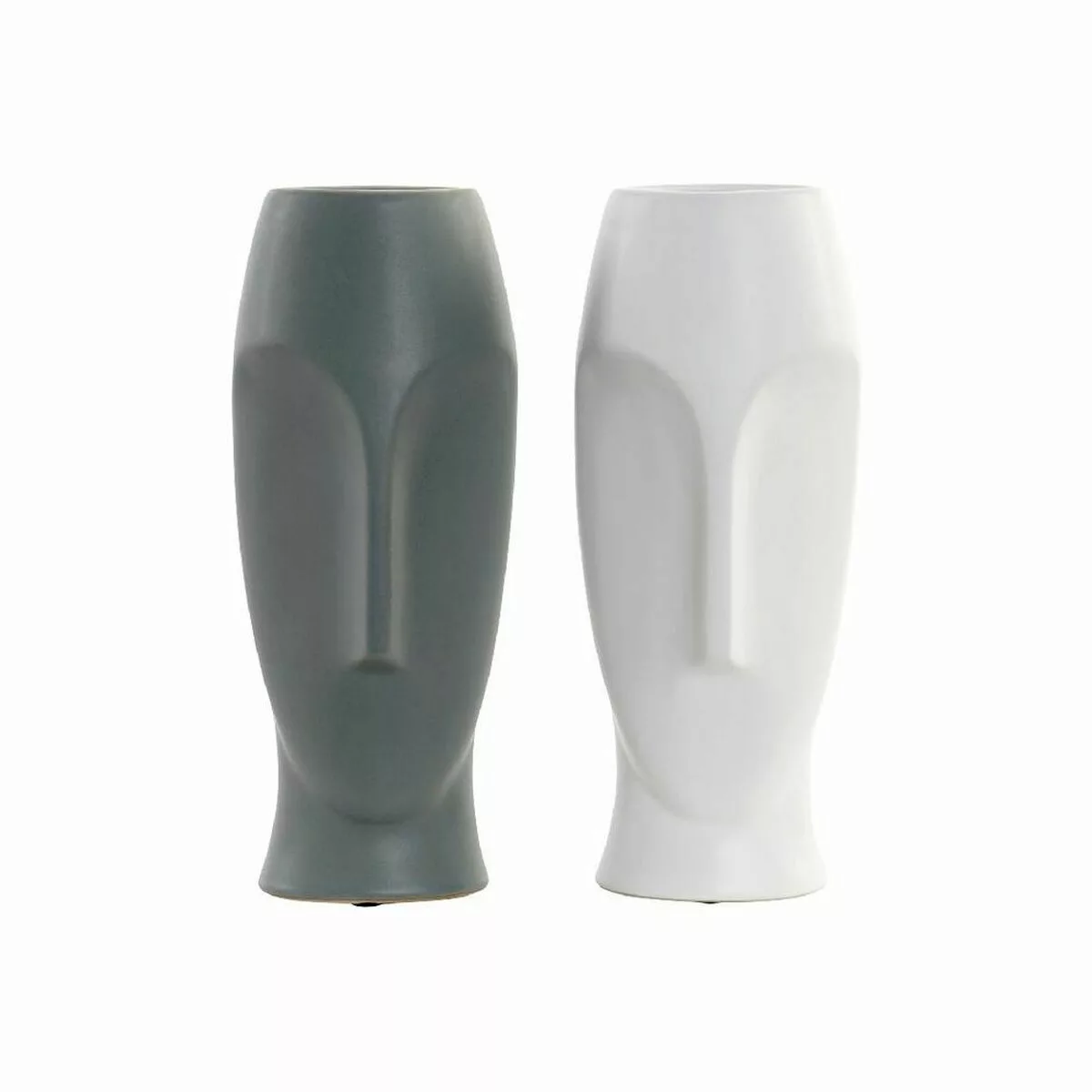 Vase Dkd Home Decor Aus Keramik Grau Weiß (2 Pcs) (13 X 13 X 34 Cm) günstig online kaufen