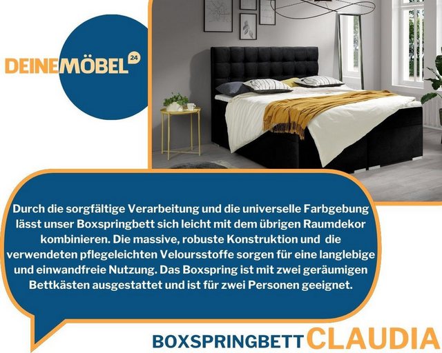 Deine Möbel 24 Boxspringbett CLAUDIA Komplettbett inkl. Bonellfederkernmatr günstig online kaufen