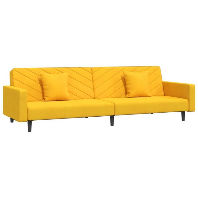 vidaXL Schlafsofa, Sofa 2-Sitzer mit 2 Kissen Gelb Samt günstig online kaufen