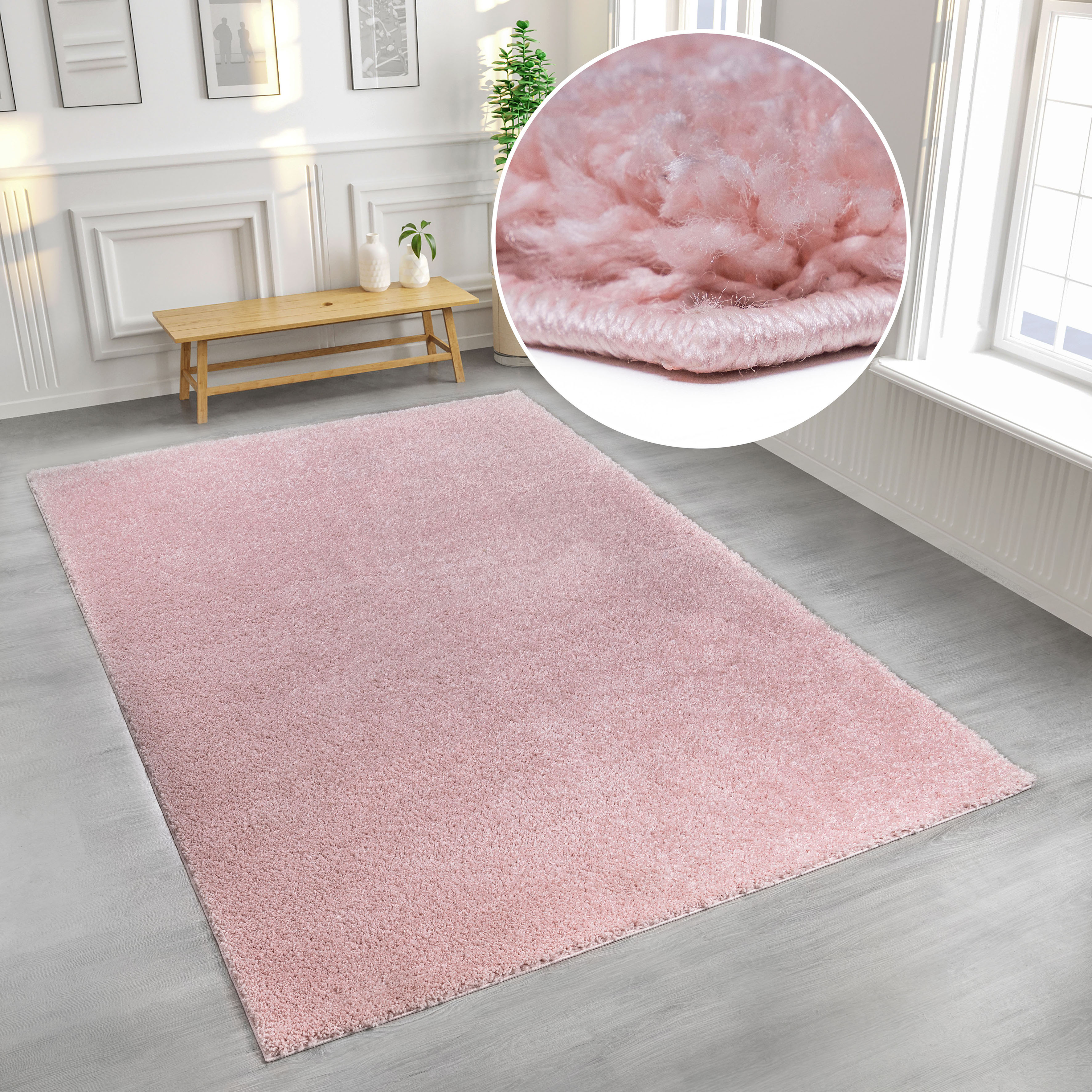 Home affaire Hochflor-Teppich »Viva«, rechteckig, 45 mm Höhe, Uni Farben, e günstig online kaufen