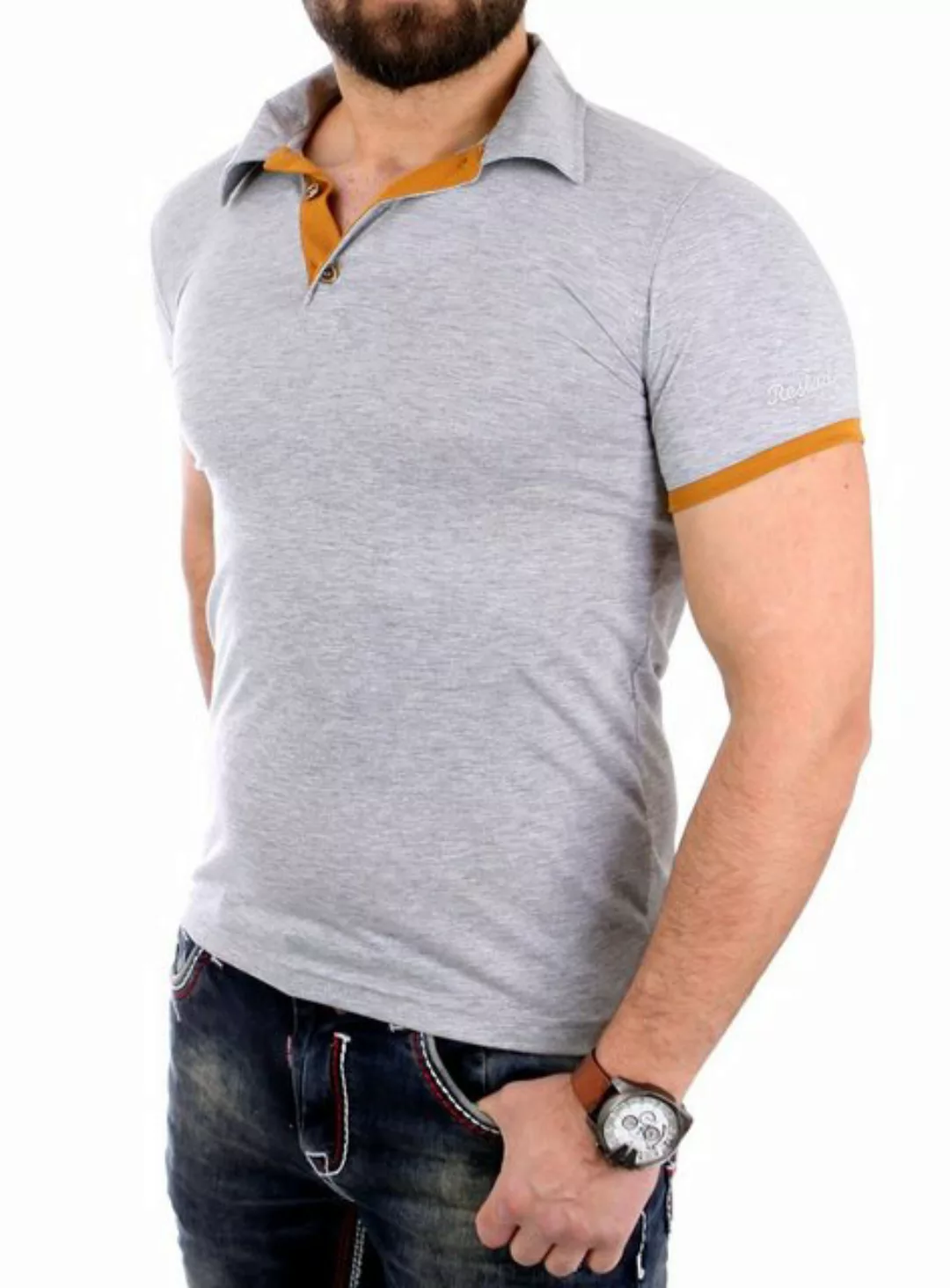 Reslad Poloshirt Reslad T-Shirt Herren Basic Kontrast Polokragen Shirt RS-5 günstig online kaufen
