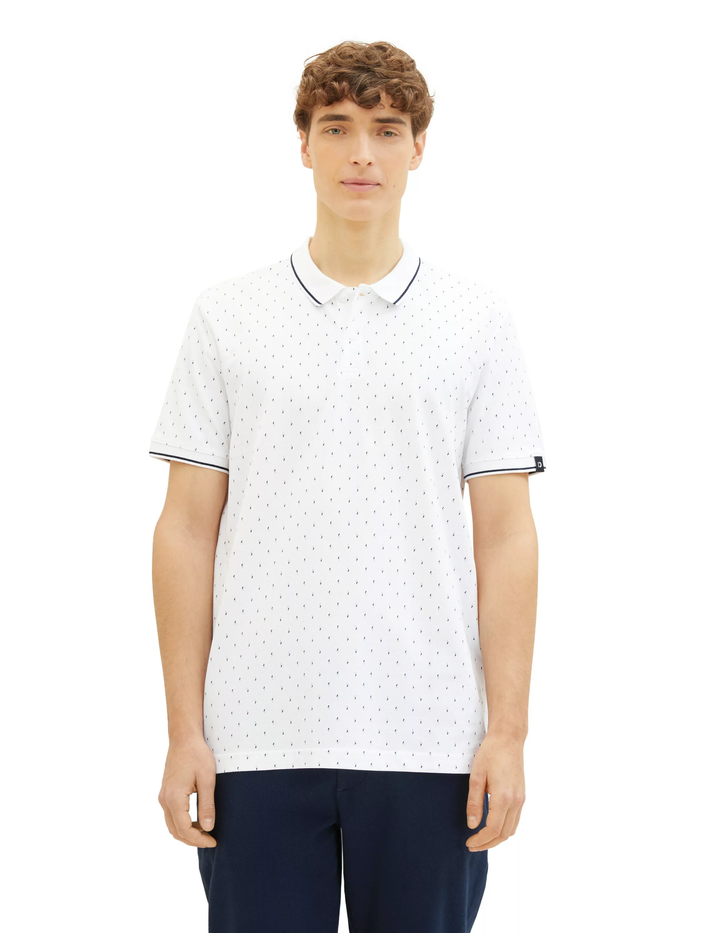 TOM TAILOR Denim Poloshirt, mit Minimal-Print und aus reiner Baumwolle günstig online kaufen