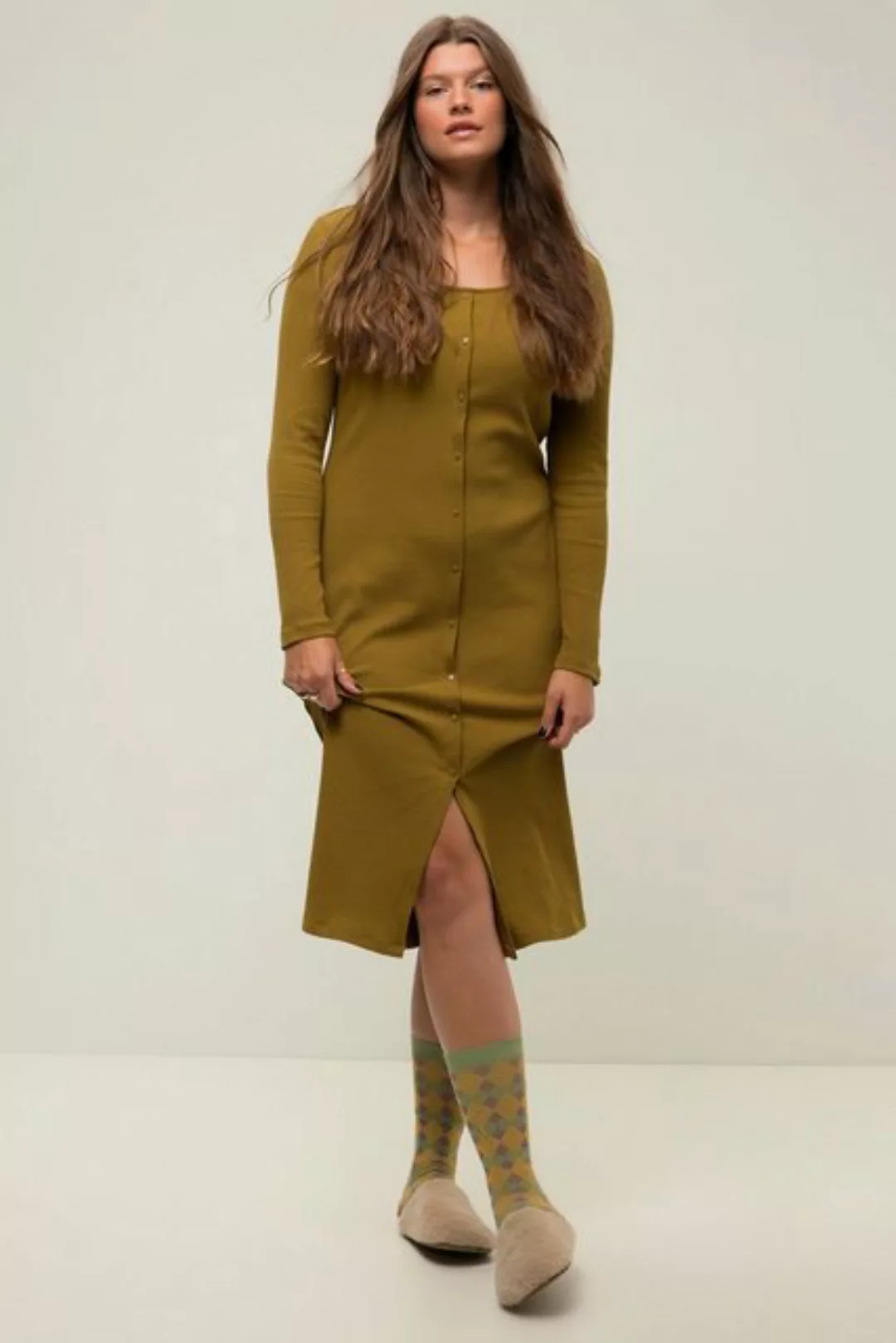 Studio Untold Sommerkleid Kleid Slim Shape Rippjersey Carree-Ausschnitt günstig online kaufen