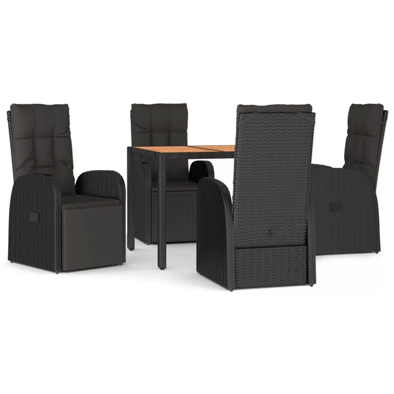 Vidaxl 5-tlg. Garten-essgruppe Mit Kissen Schwarz Poly Rattan günstig online kaufen