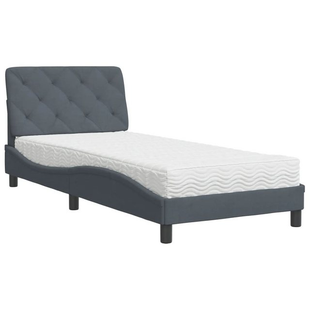 vidaXL Bett Bett mit Matratze Dunkelgrau 90x190 cm Samt günstig online kaufen