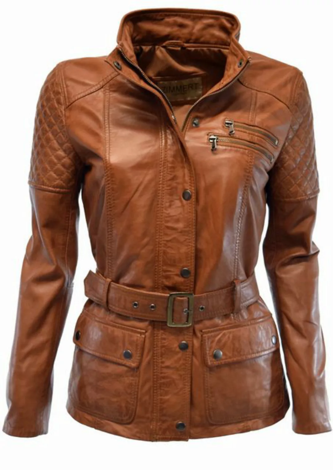 Zimmert Leather Lederjacke Gyda weiches Leder, Lammnappa, Cognac, Braun, üb günstig online kaufen