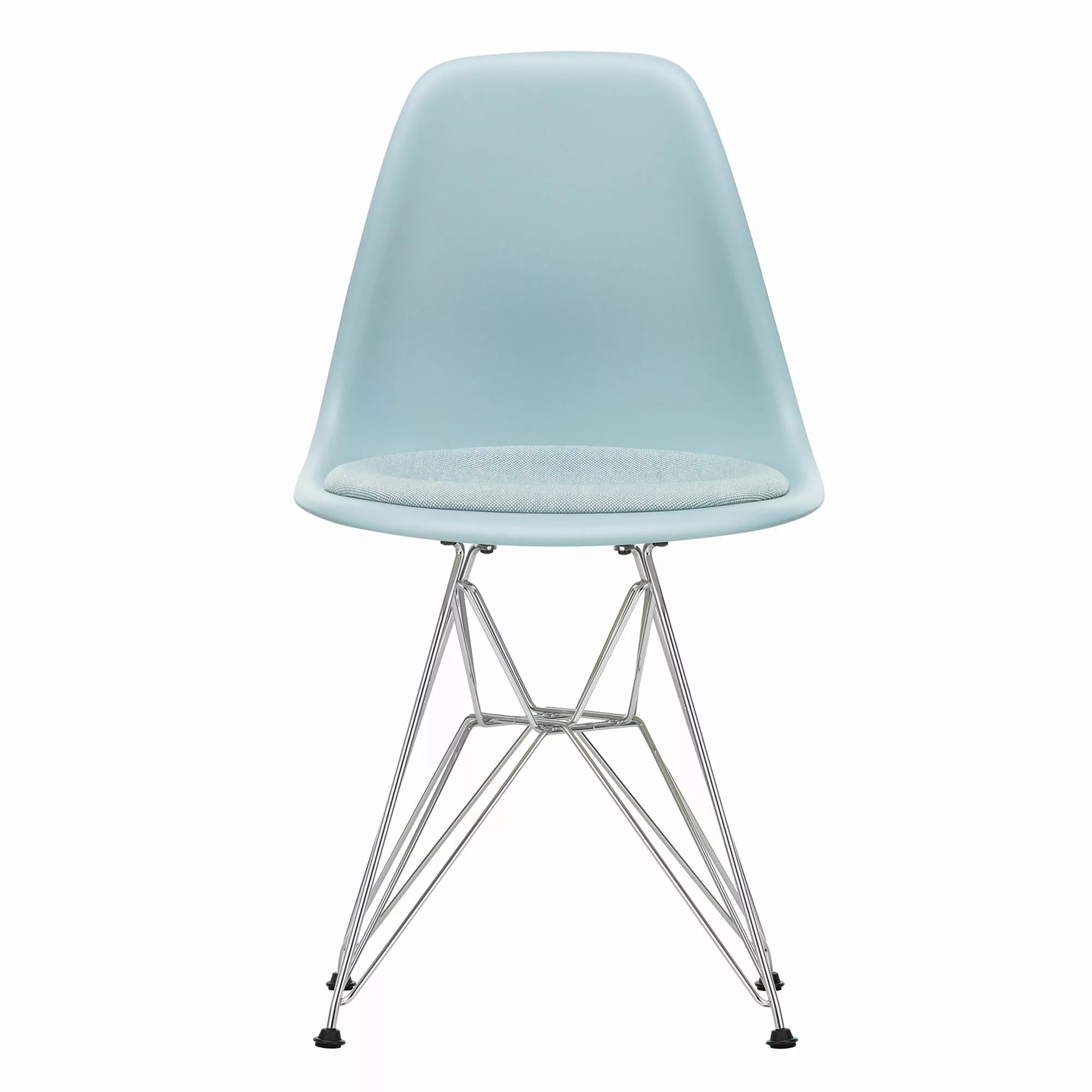 Vitra - Eames Plastic Side Chair DSR gepolstert verchromt - eisgrau/Hopsak günstig online kaufen