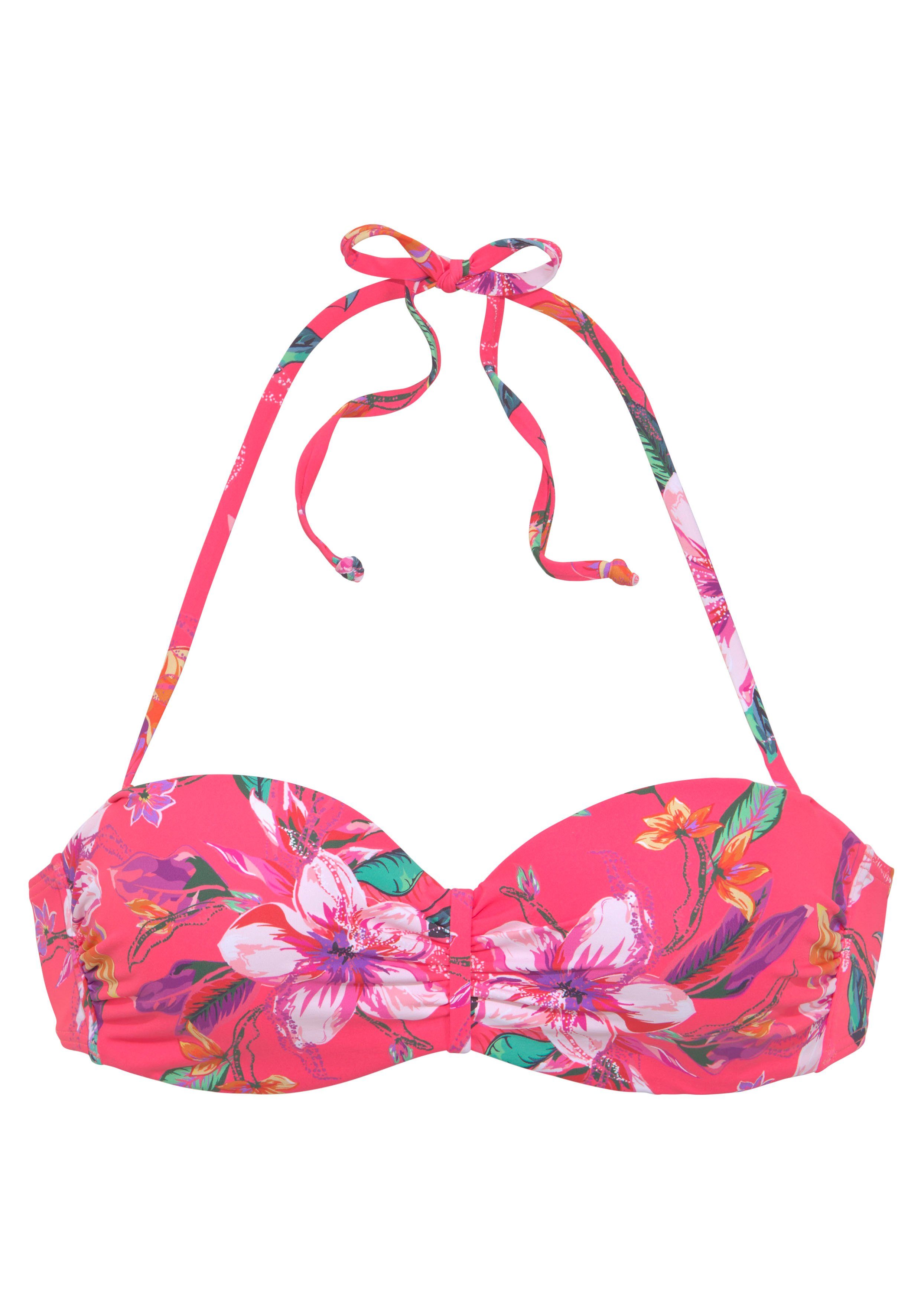 LASCANA Bügel-Bandeau-Bikini-Top Malia, mit tropischem Print günstig online kaufen