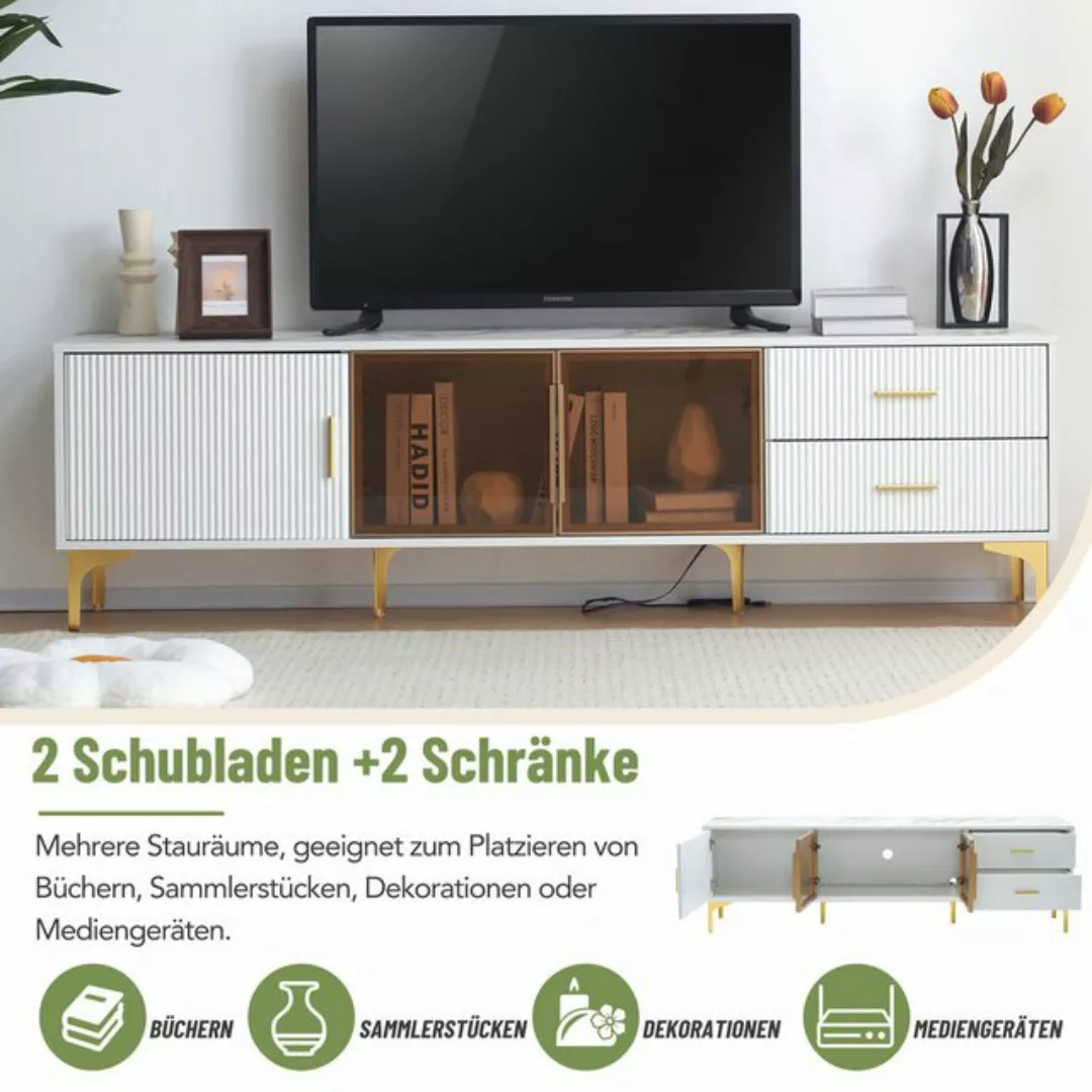 OKWISH TV-Schrank Unterschrank Stauschrank mit 16 farbiger LED-Beleuchtung, günstig online kaufen