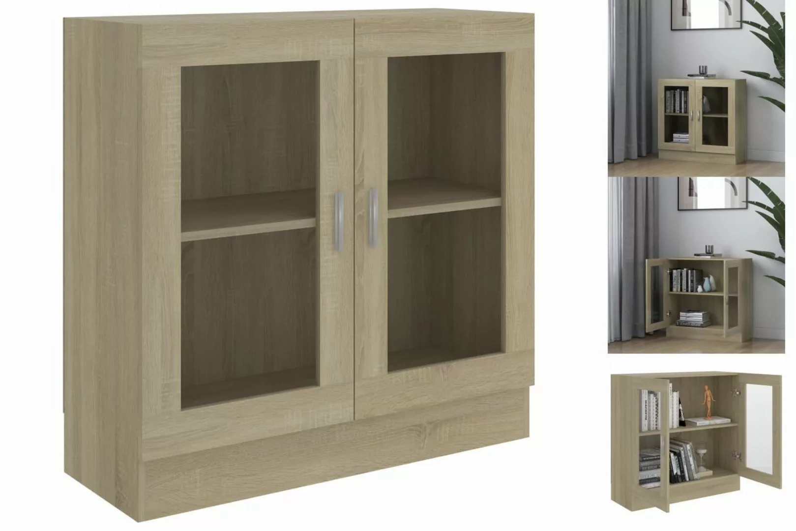 vidaXL Vitrine Bücherschrank Vitrinenschrank Vitrine Sonoma-Eiche 82,5x30,5 günstig online kaufen