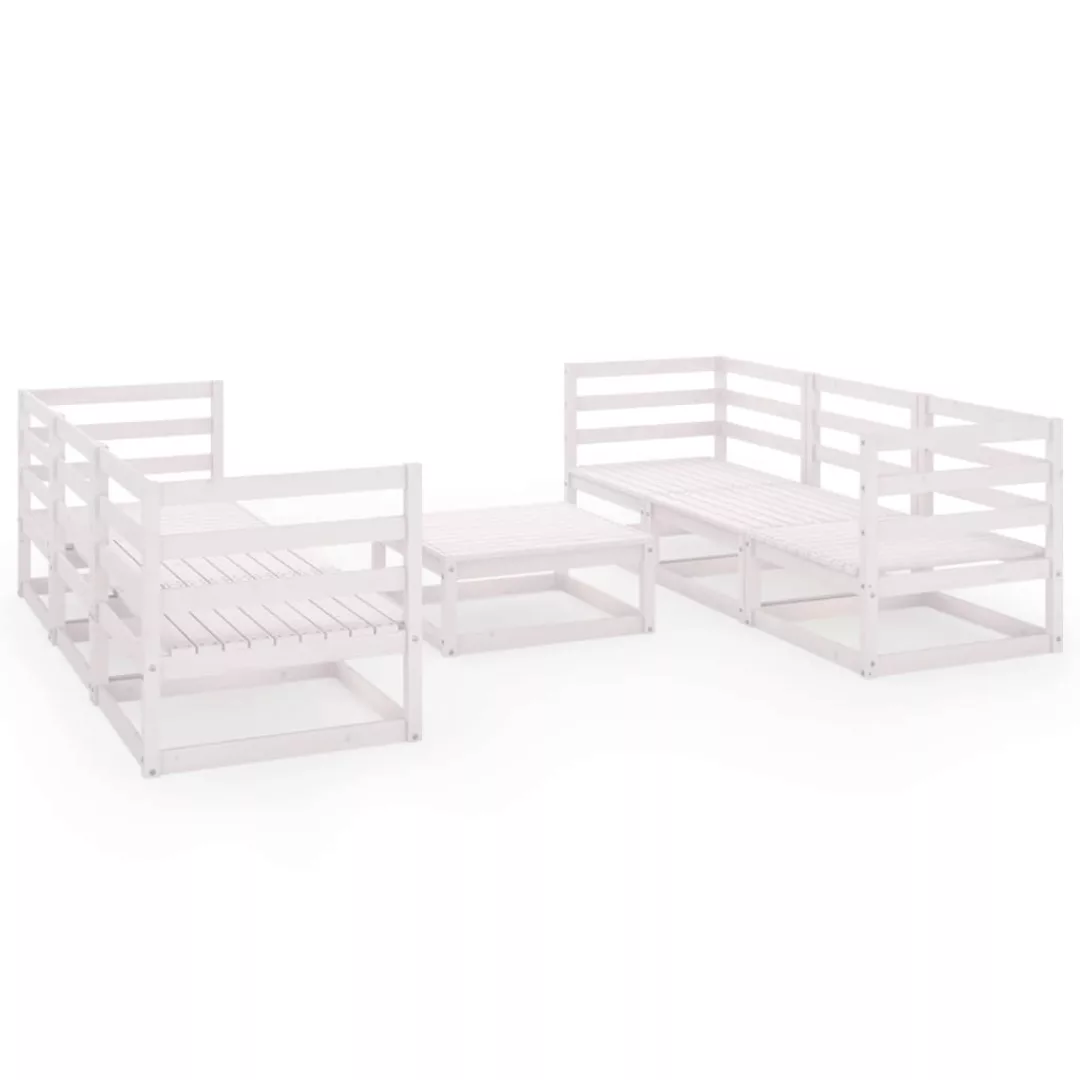 7-tlg. Garten-lounge-set Weiß Kiefer Massivholz günstig online kaufen