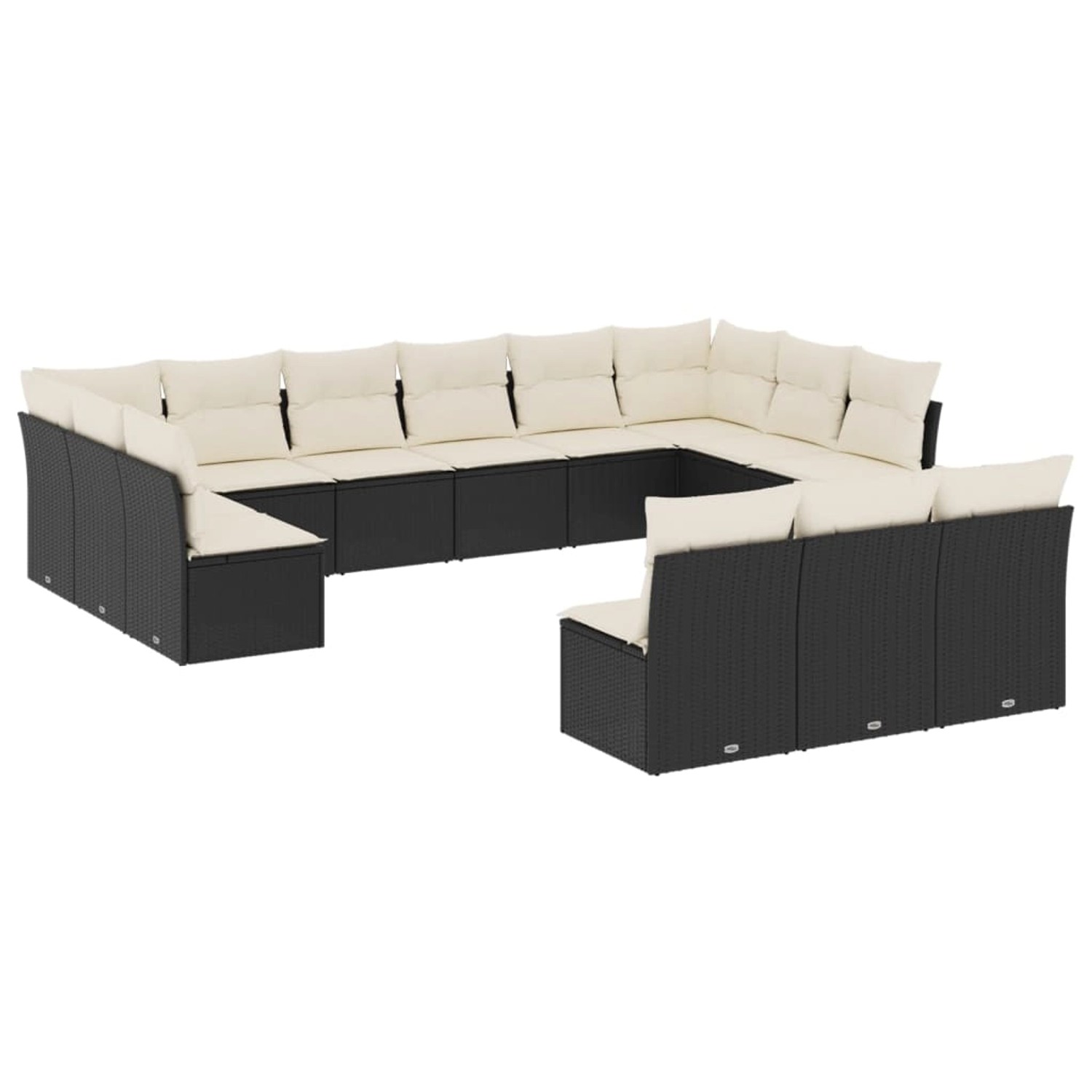 vidaXL 13-tlg Garten-Sofagarnitur mit Kissen Schwarz Poly Rattan Modell 5 günstig online kaufen