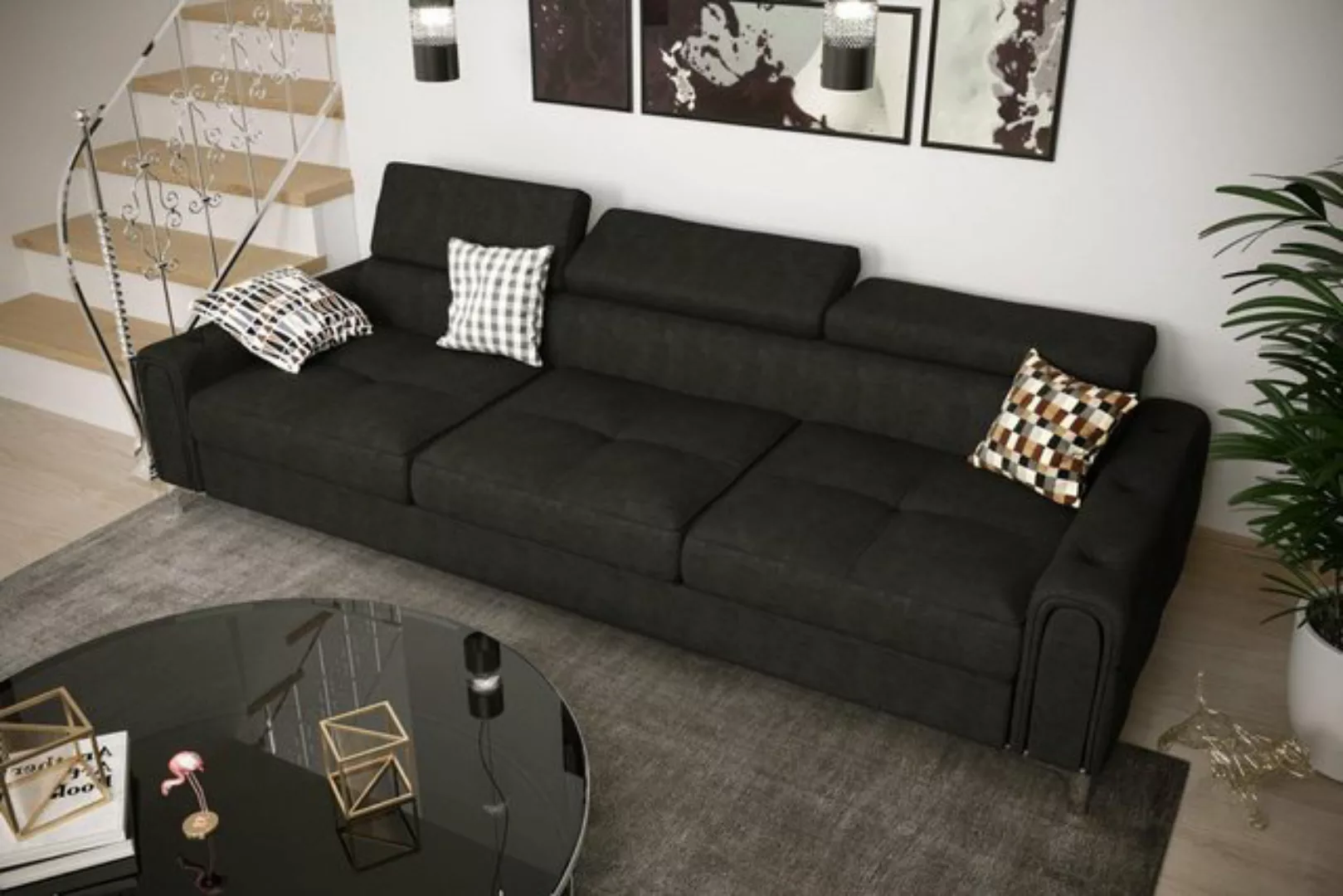 Xlmoebel Sofa Dreisitzer-Sofa aus Textilleder Luxus Polstermöbel Couch in m günstig online kaufen