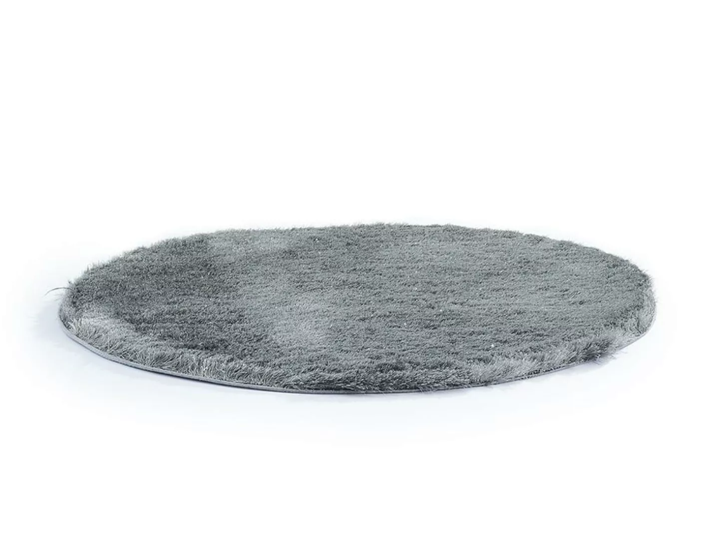 Hochflorteppich rund - D. 120 cm - Silberfarben - GLITTER günstig online kaufen