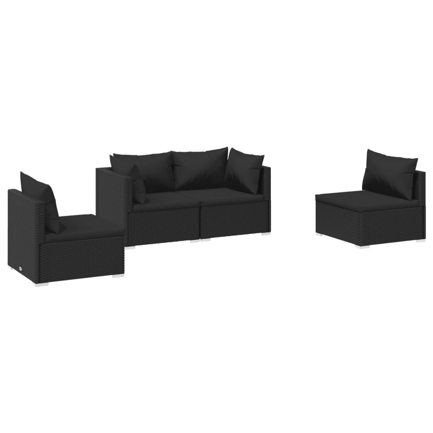 Vidaxl 4-tlg. Garten-lounge-set Mit Kissen Poly Rattan Schwarz günstig online kaufen